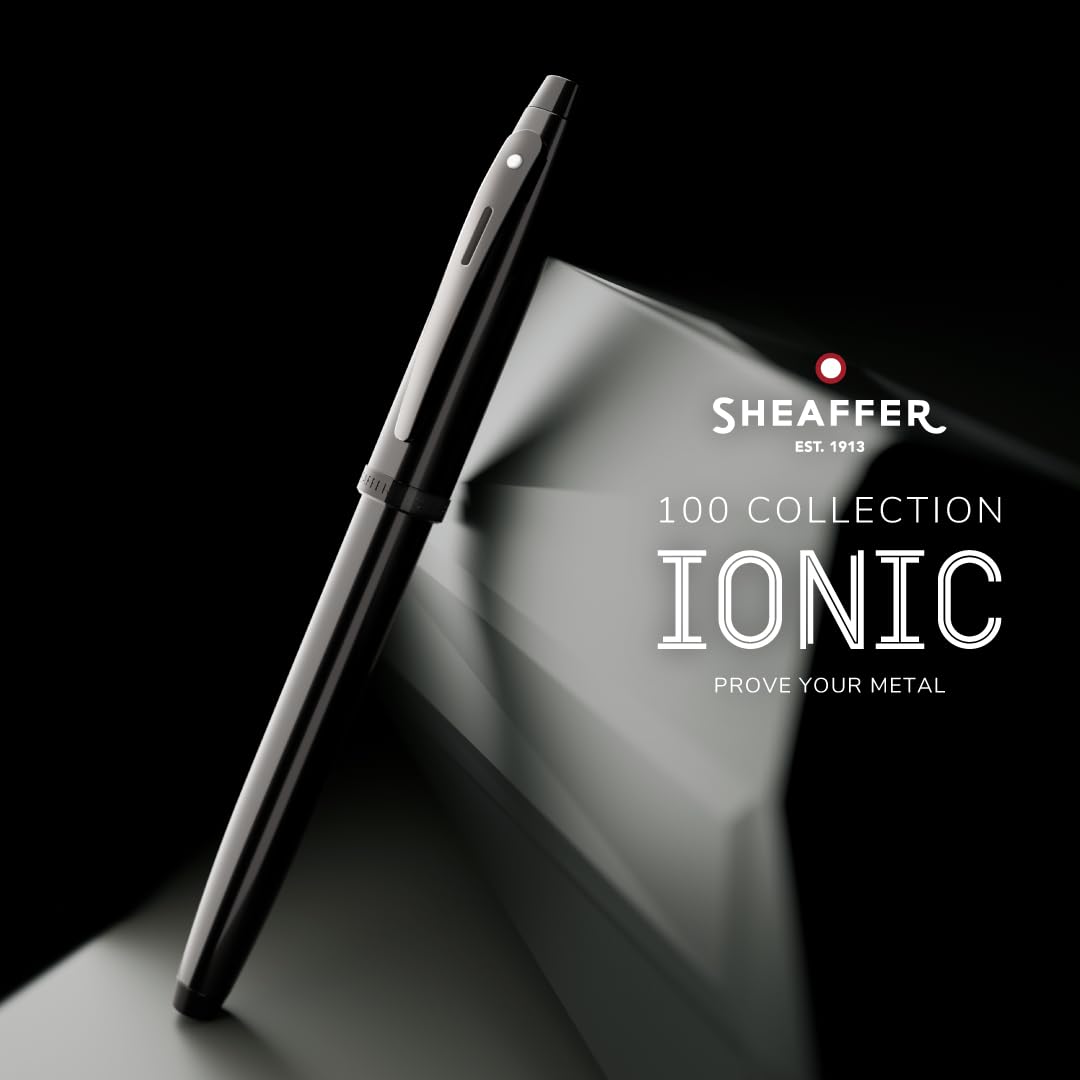 Sheaffer 100 Fountain Pen | E9375 Ionic Grey Gunmetal with PVD Trims | Fine Nib | Premium Fountain Pen E0937543