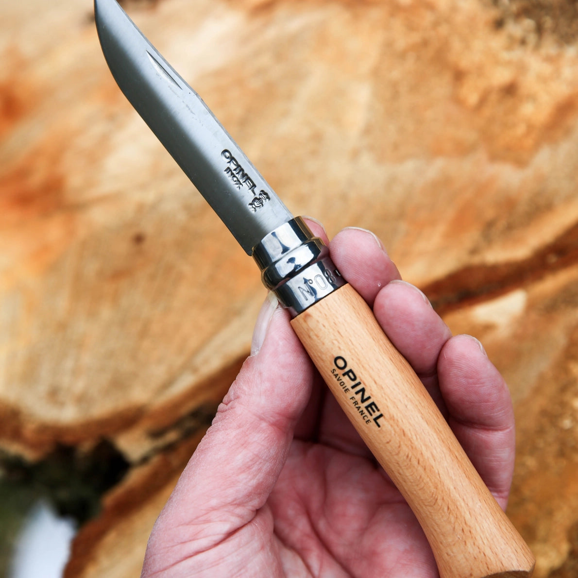 Opinel N°08 Stainless Steel Folding Knife + Sheath 001089
