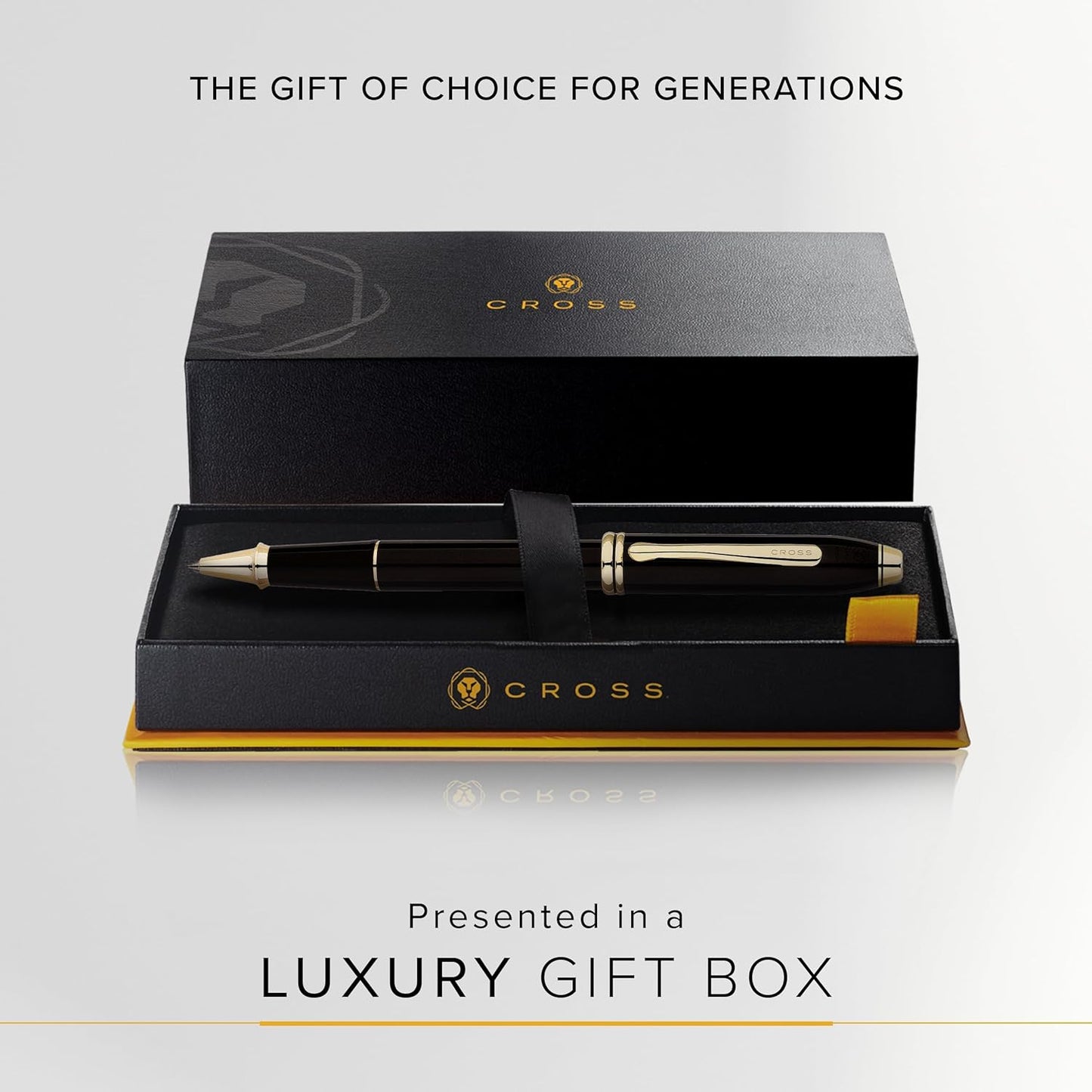 Cross Townsend Classic Black Lacquer Gold Plated Selectip Rollerball Pen 575