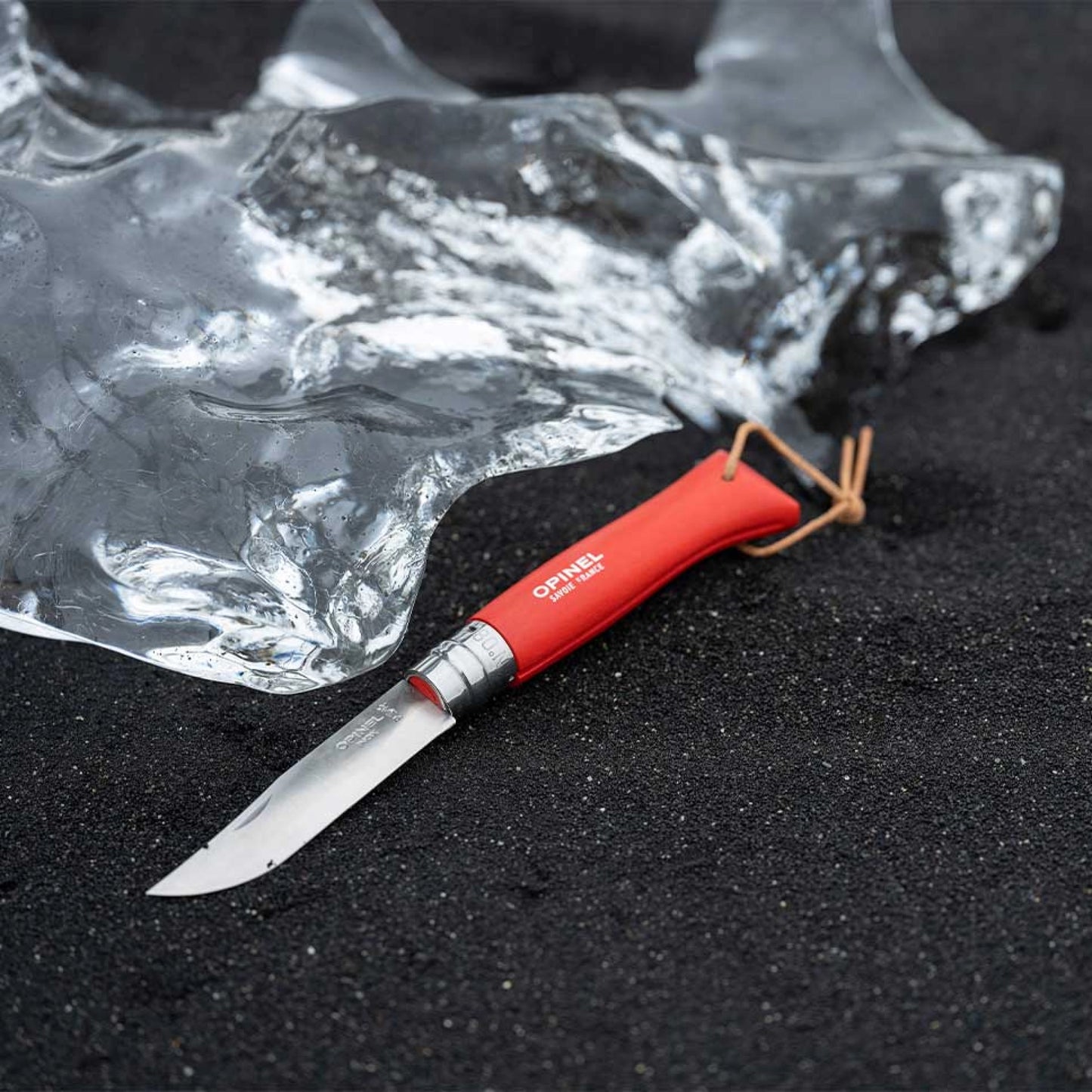 Opinel No.08 Bushwhacker Red Stainless Steel Folding Knife with Lanyard 001705