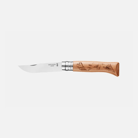 Opinel N°08 Engraved Biking Stainless Steel Pocket Knife 002187