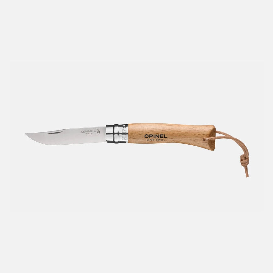 Opinel No.07 Bushwhacker Natural Stainless Steel Pocket Knife with Lanyard 001372