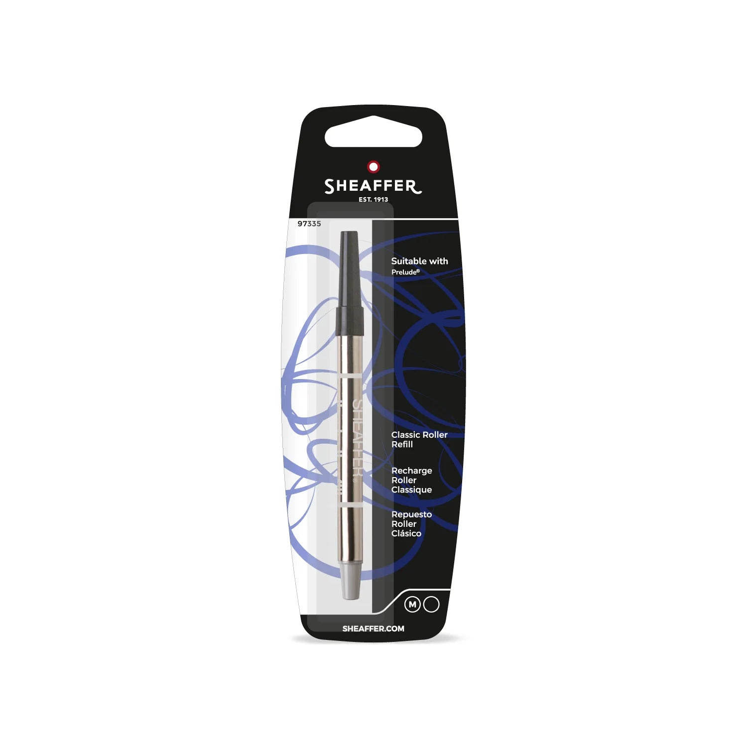 Sheaffer Classic Rollerball Pen Refill - Black Medium - Blister Card 97335