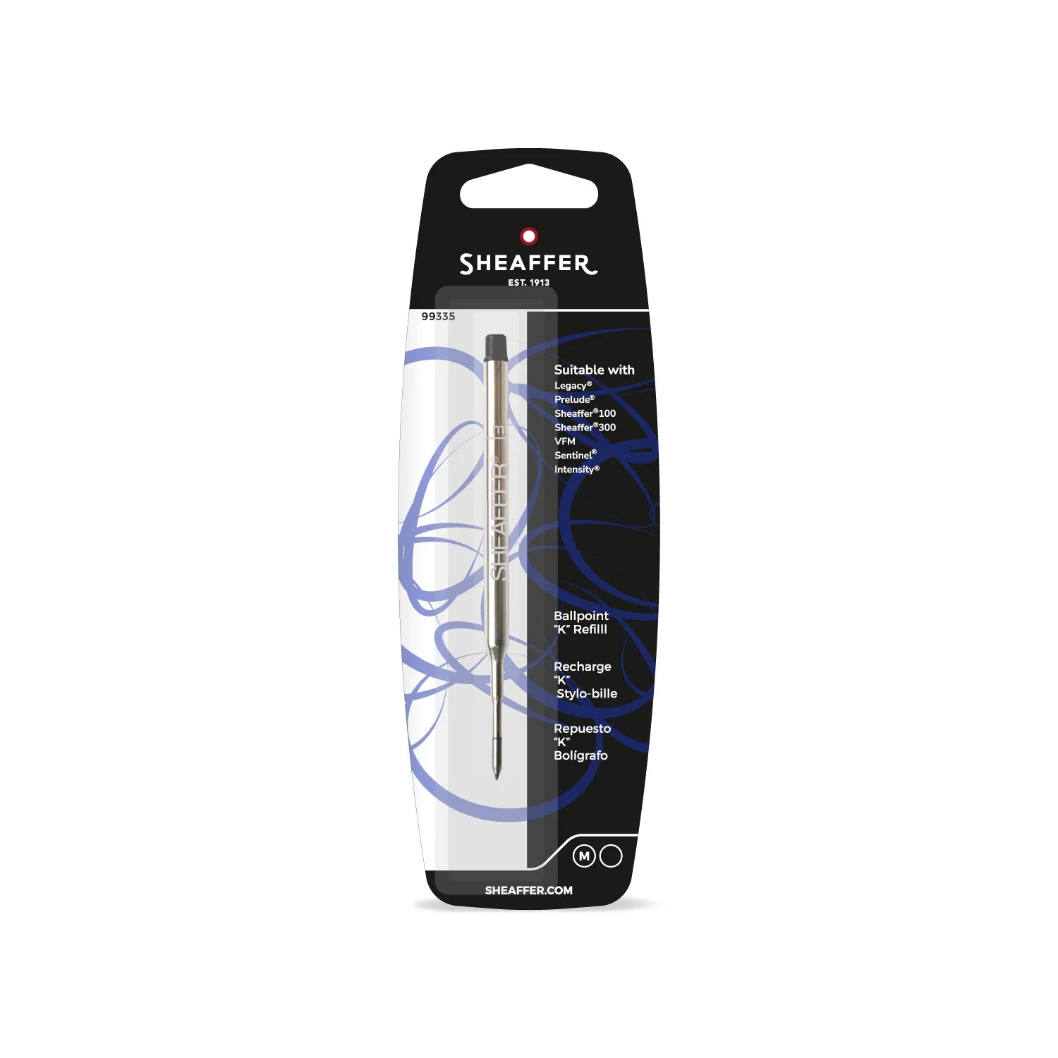 Sheaffer Ballpoint Pen Refill "K" Style - Black Medium - Blister Card 99335
