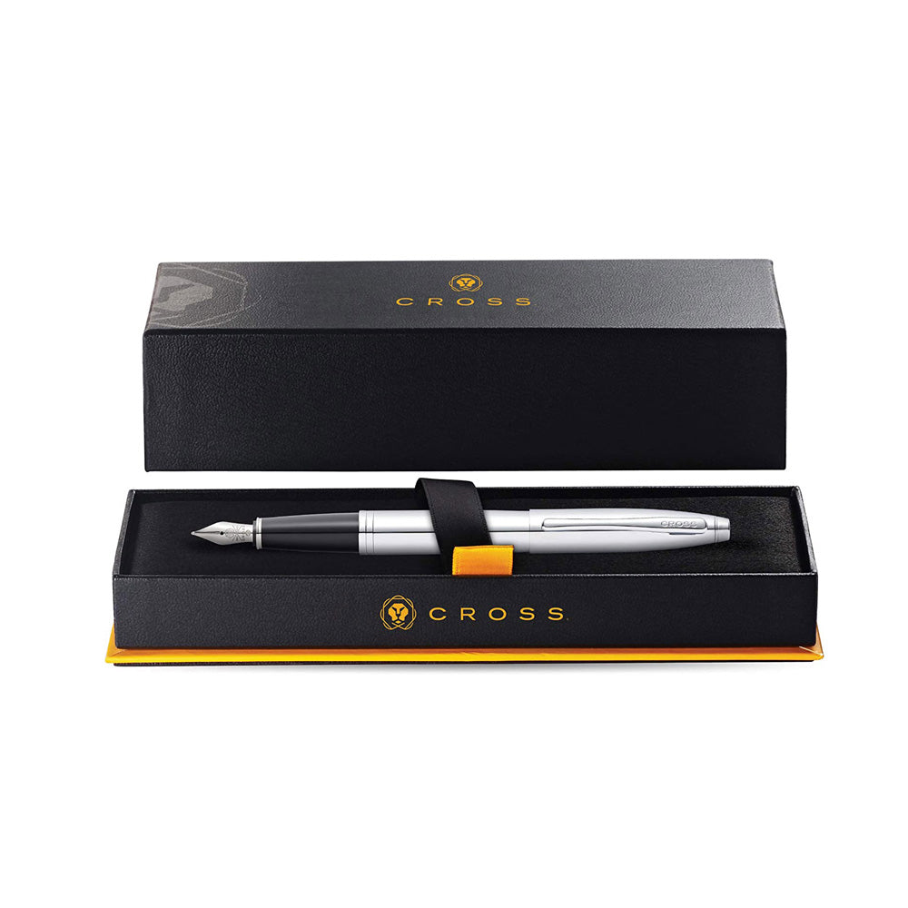 Cross Calais Polished Chrome Stainless Steel Medium Nib Fountain Pen AT0116-1MS