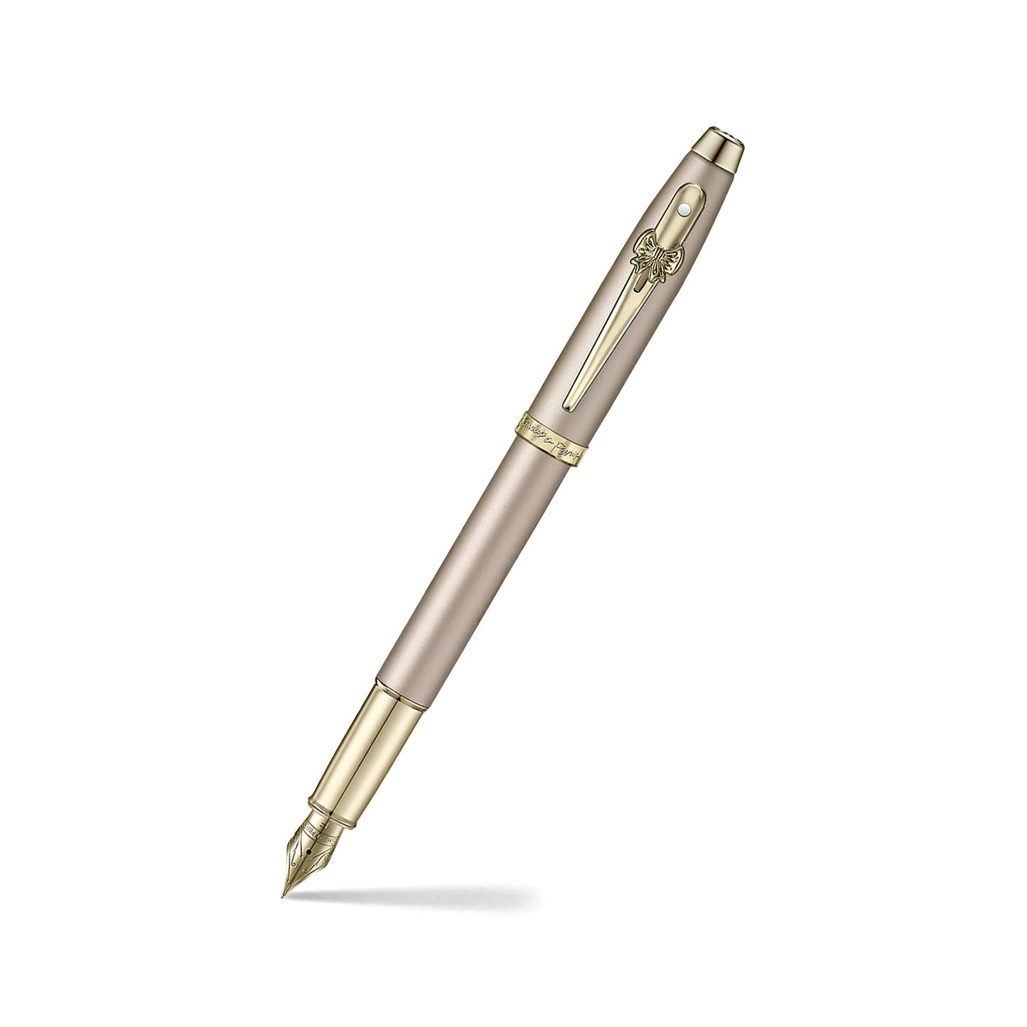 Sheaffer 100 Emily in Paris 9377 Champagne Gold Fountain Pen with Champagne Gold Trims and Bow-Shaped Clip Emblem (Fine) E0937743EIP