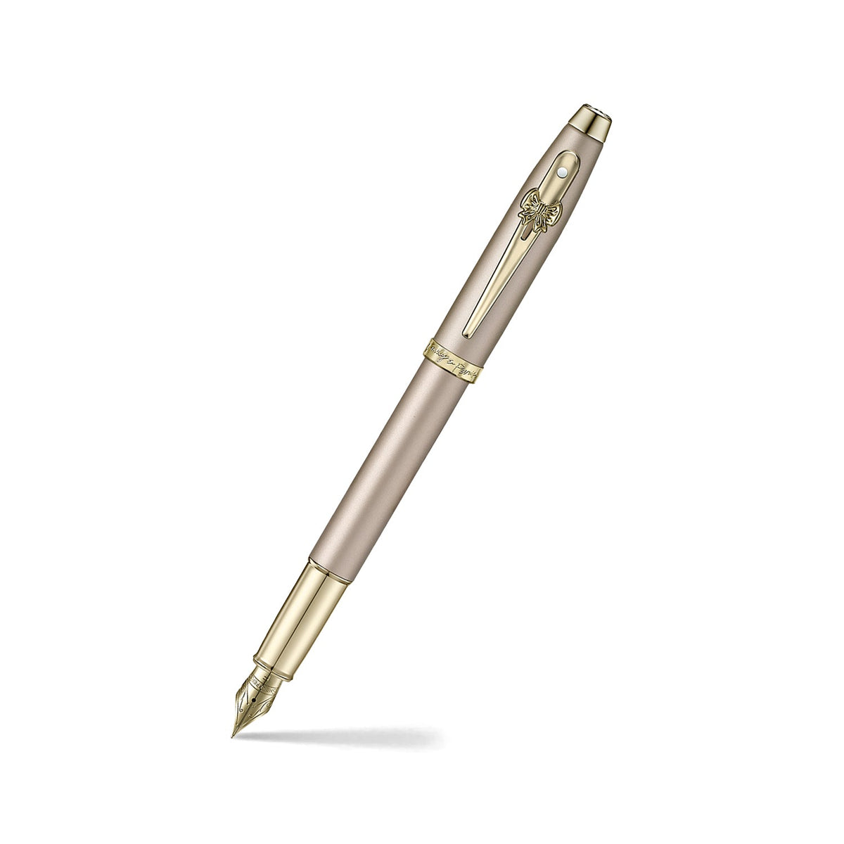Sheaffer 100 Emily in Paris 9377 Champagne Gold Fountain Pen with Champagne Gold Trims and Bow-Shaped Clip Emblem (Fine) E0937743EIP
