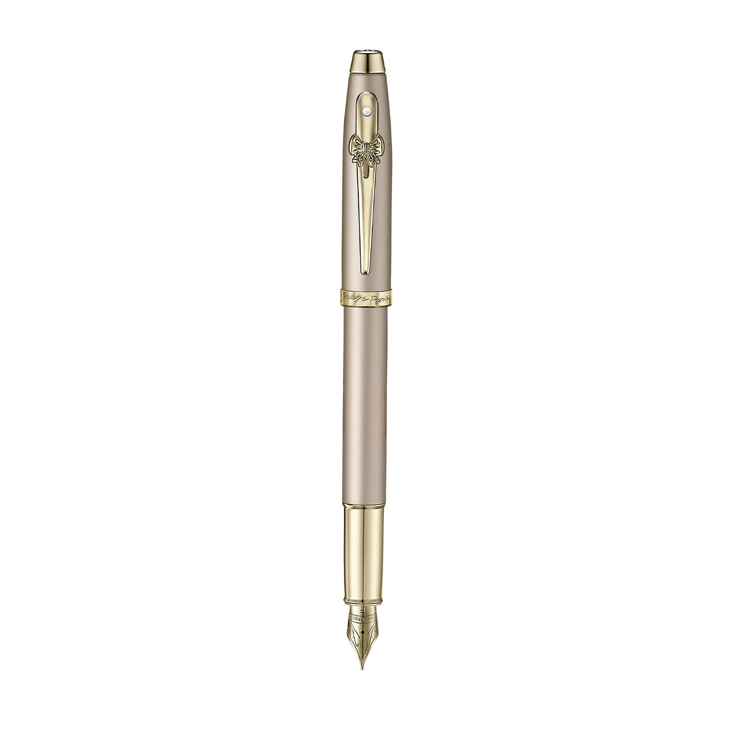 Sheaffer 100 Emily in Paris 9377 Champagne Gold Fountain Pen with Champagne Gold Trims and Bow-Shaped Clip Emblem (Fine) E0937743EIP