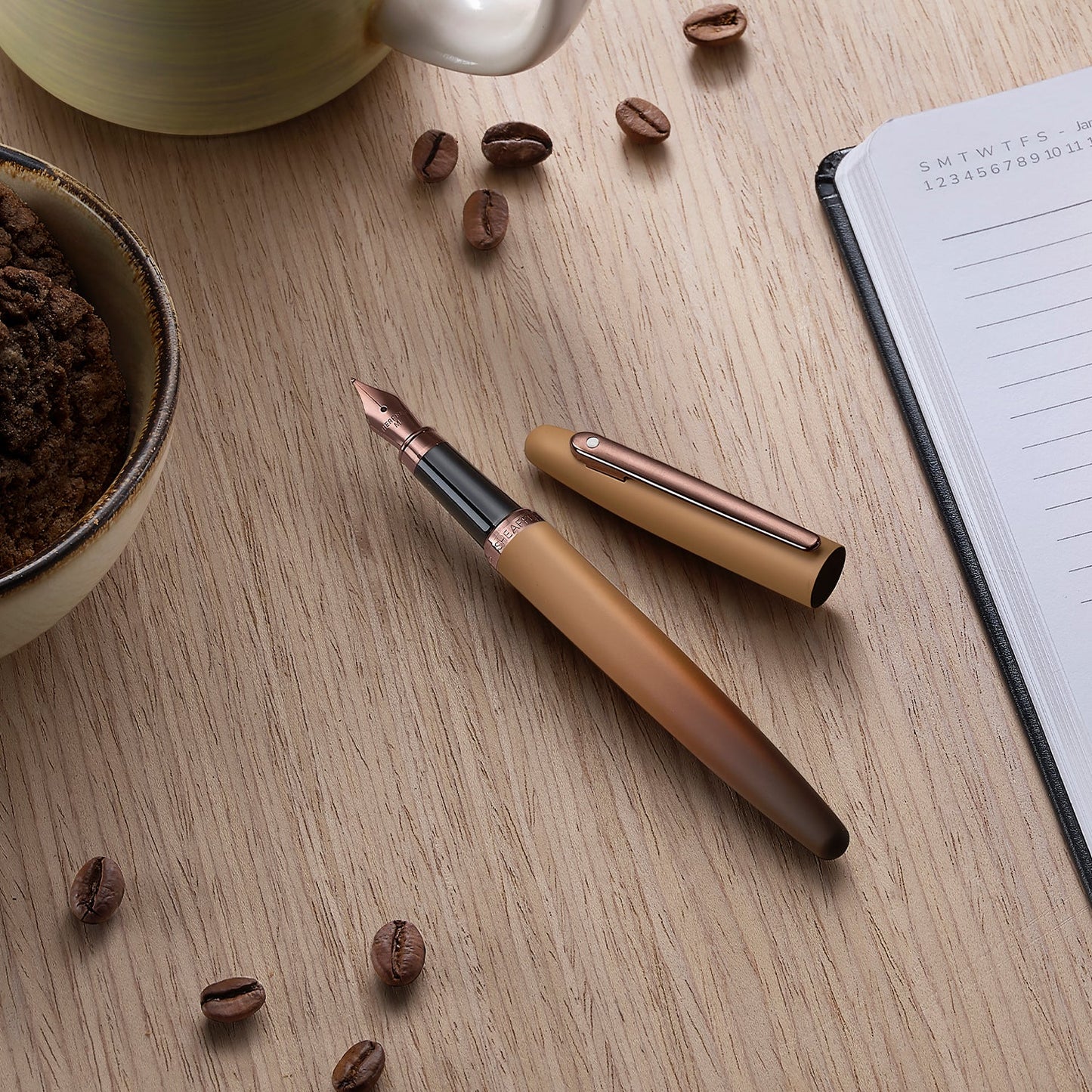 Sheaffer VFM 9428 Coffee Edition Matt Brown Fountain Pen with Regal Brown PVD Trims, Fine E0942843