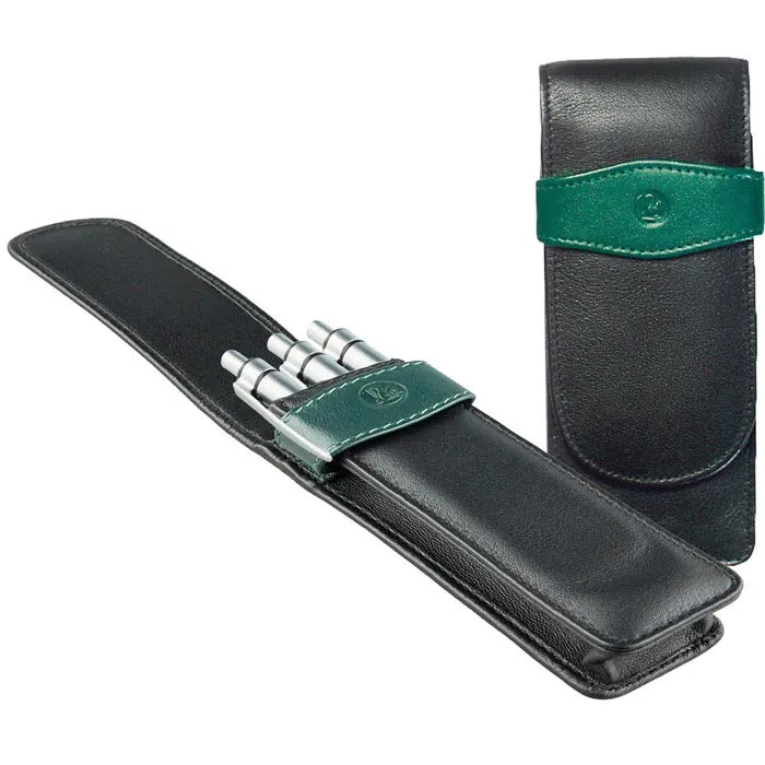 Pelikan TG32 Leather Pen case for three writing instruments Black-Green 924092