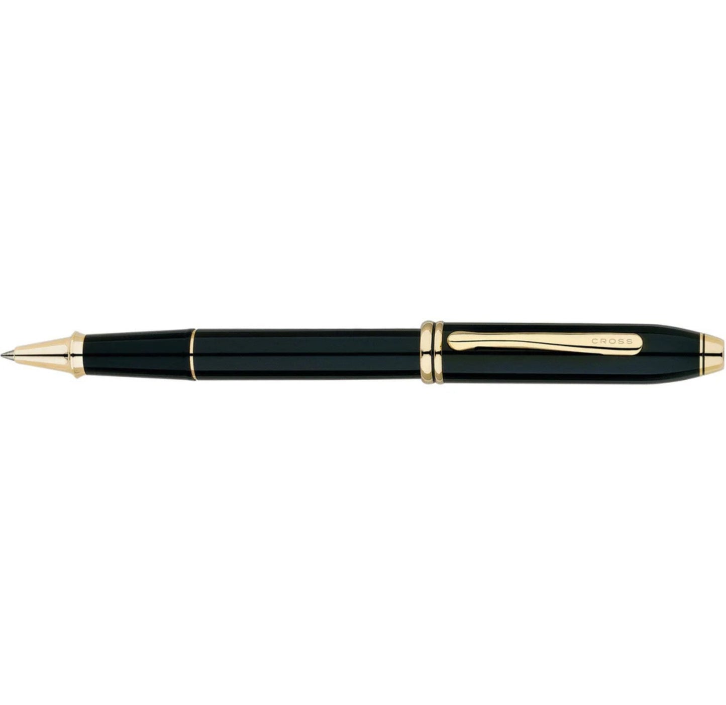 Cross Townsend Classic Black Lacquer Gold Plated Selectip Rolling Ball Pen 575