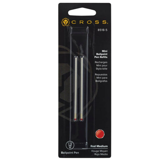Cross Mini Ballpoint Pen Refill - Red - Medium - Dual Pack 8518-5