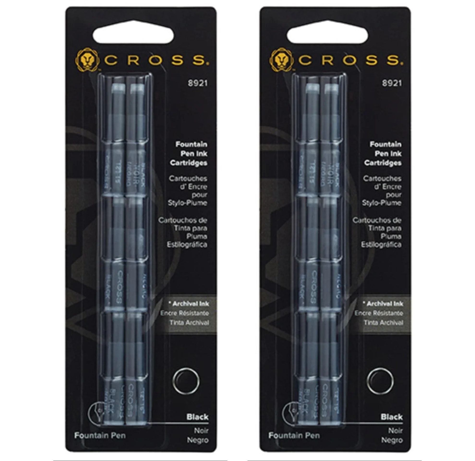 Cross 2X Fountain Pen Ink Cartridge - Black (6 per card) 8921-2PACK