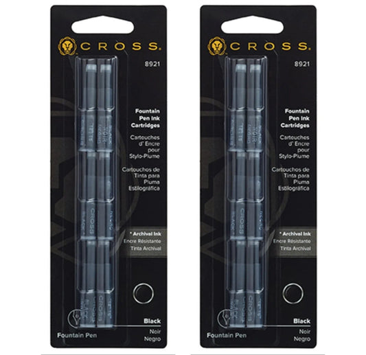 Cross 2X Fountain Pen Ink Cartridge - Black (6 per card) 8921-2PACK
