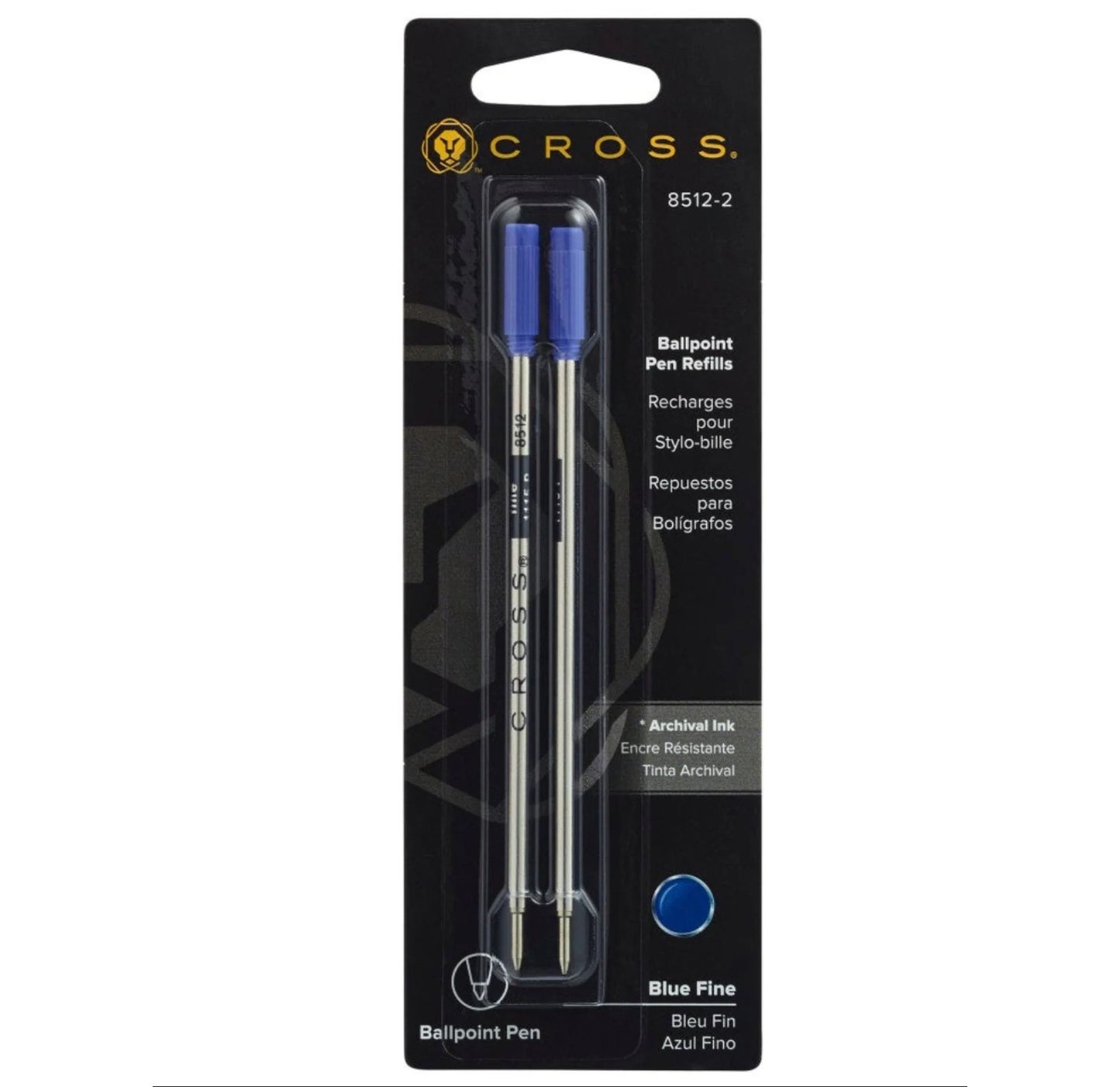 Cross Ballpoint Pen Refill - Blue - Fine - Dual Pack 8512-2
