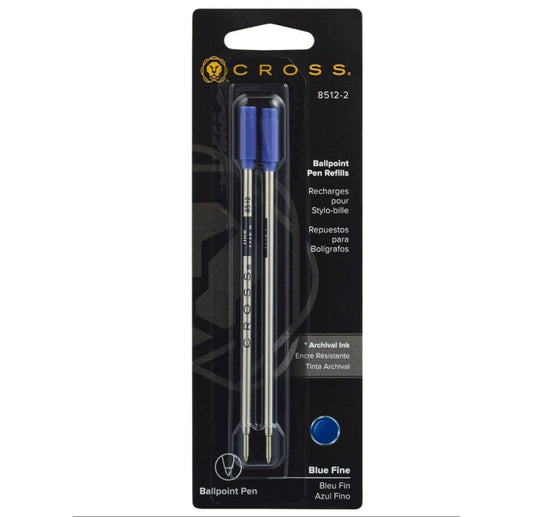 Cross Ballpoint Pen Refill - Blue - Fine - Dual Pack 8512-2