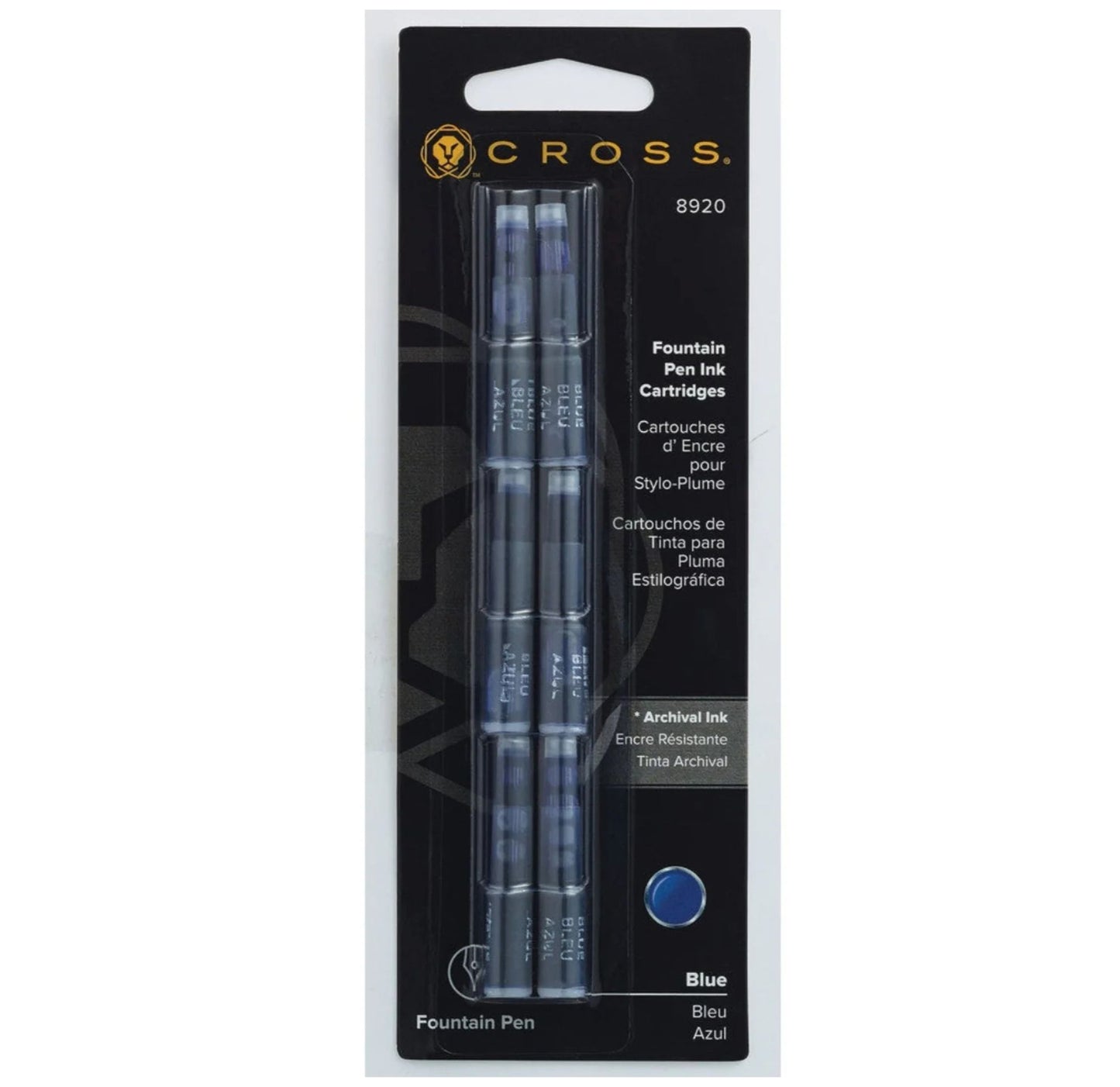 Cross Fountain Pen Ink Cartridge - Blue (6 per card) 8920
