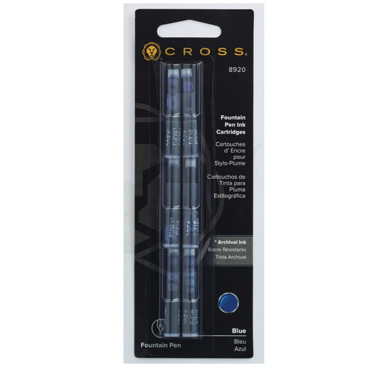 Cross Fountain Pen Ink Cartridge - Blue (6 per card) 8920