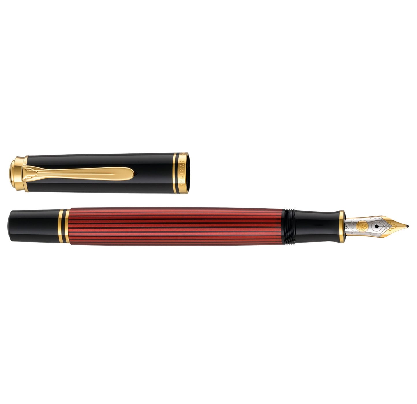 Pelikan M400 Souveraen Black/Red Fountain Pen With Gold, Medium 904920