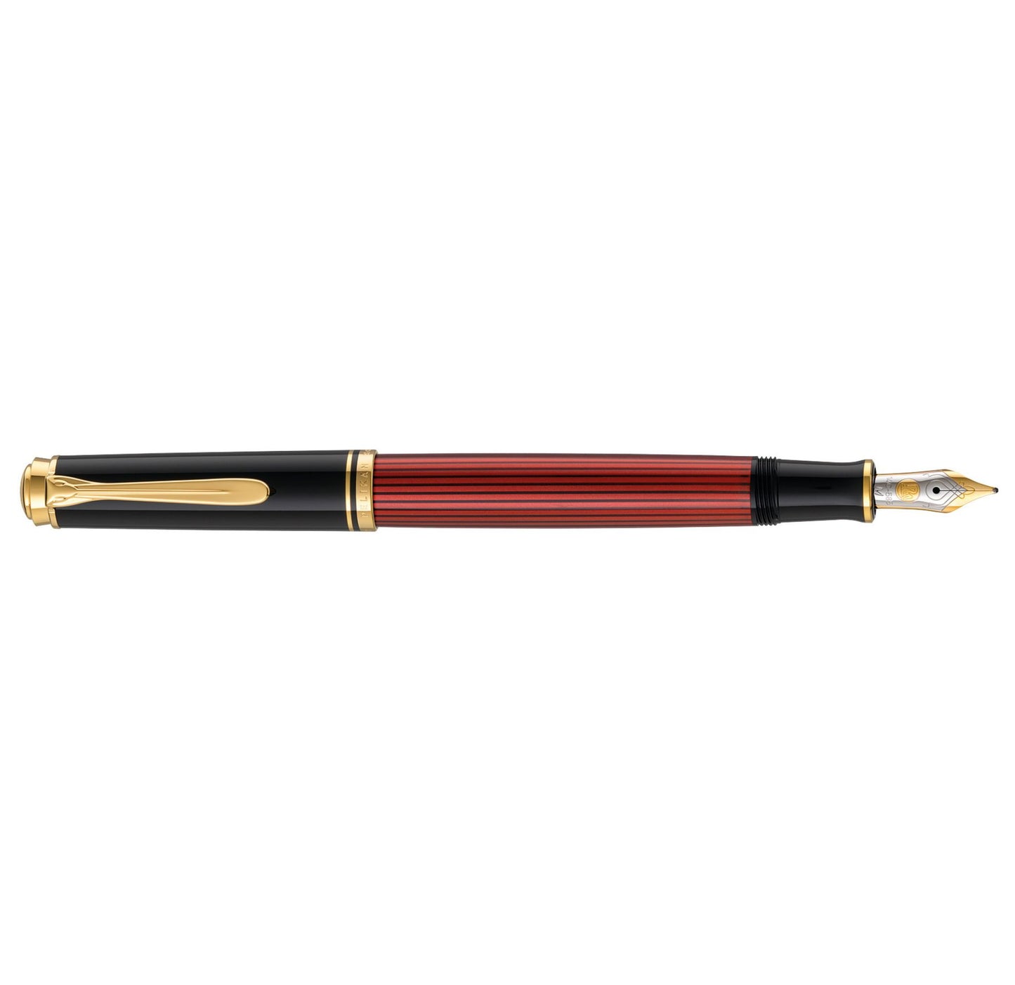 Pelikan M400 Souveraen Black/Red Fountain Pen With Gold, Medium 904920