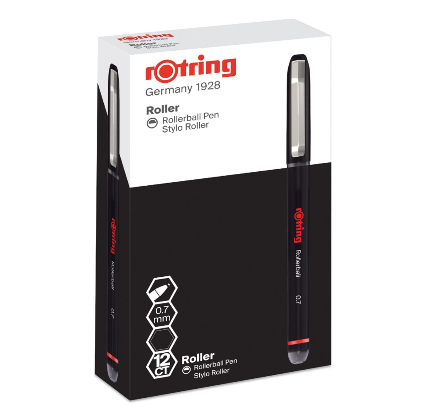 Rotring Rollerball Pen Fine Point (0.7 mm) Black Ink 12 Count 2146104