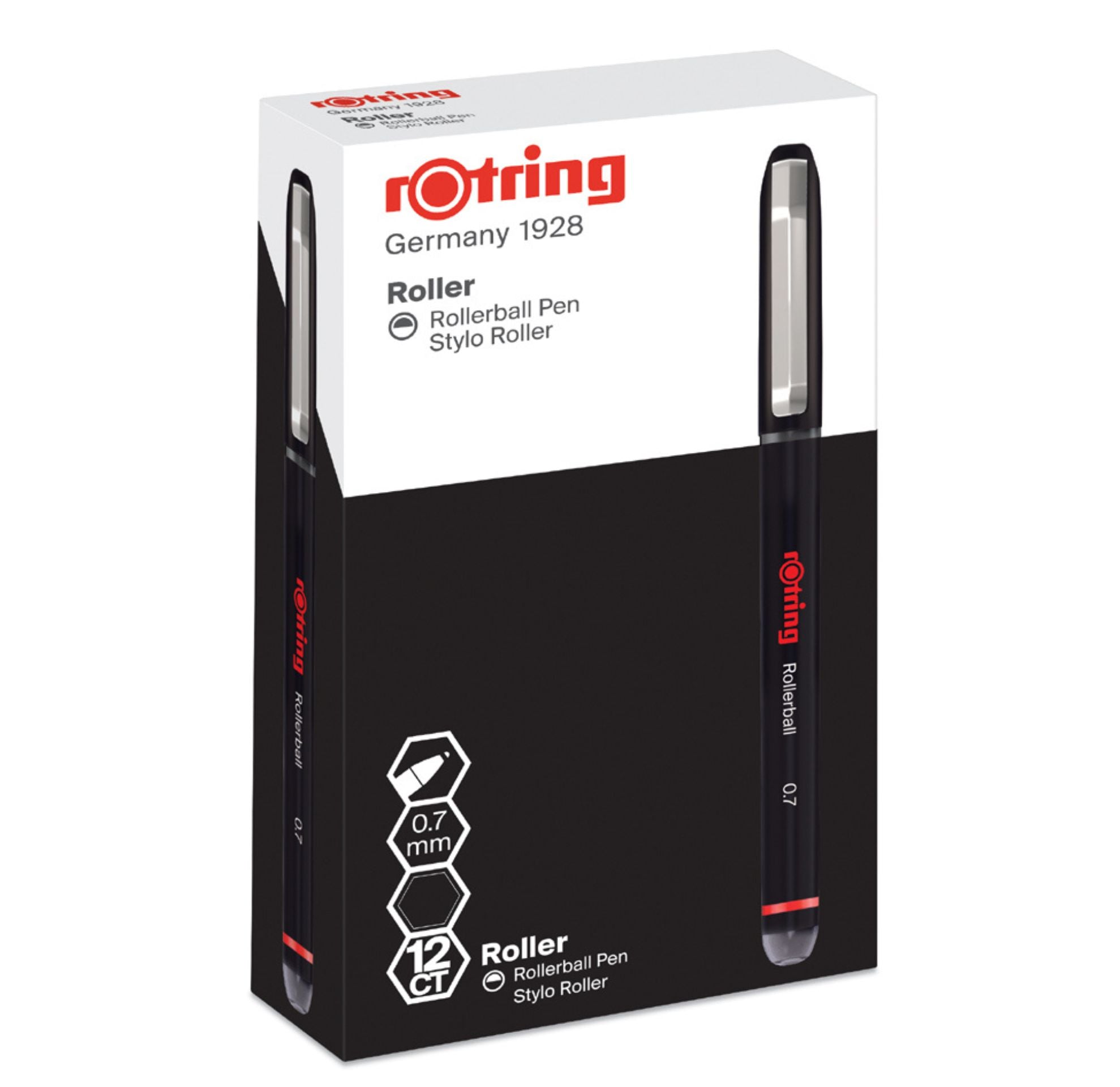 Rotring Rollerball Pen Fine Point (0.7 mm) Black Ink 12 Count 2146104