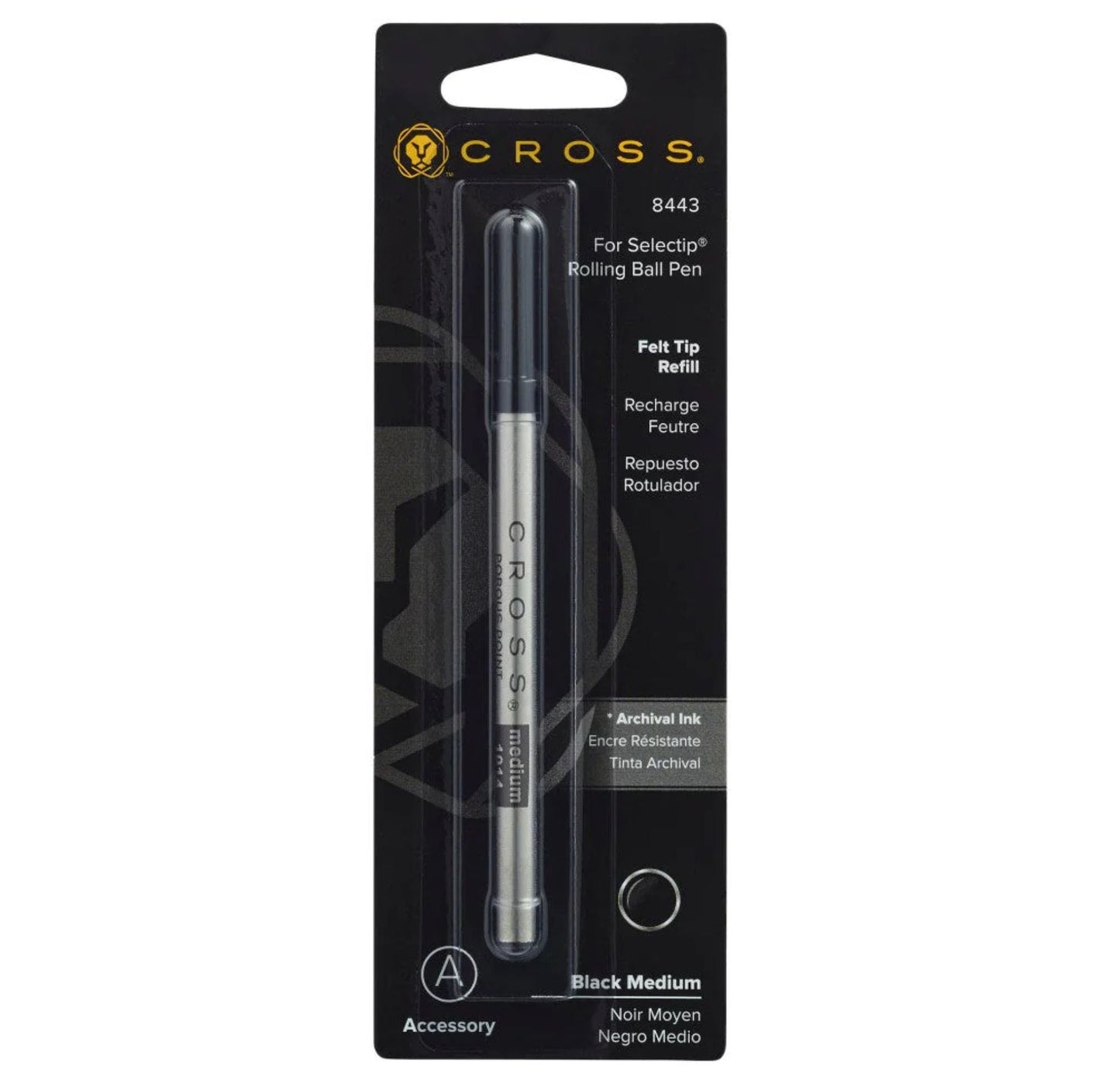 Cross Porous-Point (Felt-Tip) Refill for Selectip Pens - Black - Medium 8443