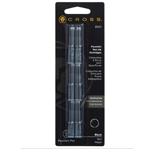 Cross Fountain Pen Ink Cartridge - Black (6 per card) 8921