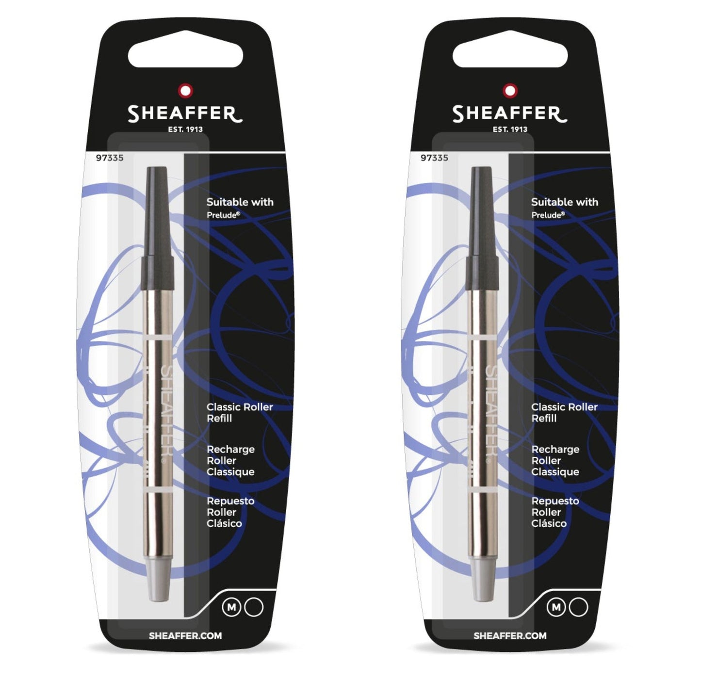 Sheaffer 2X Classic Rollerball Pen Refill - Black Medium - Blister Card 97335-2