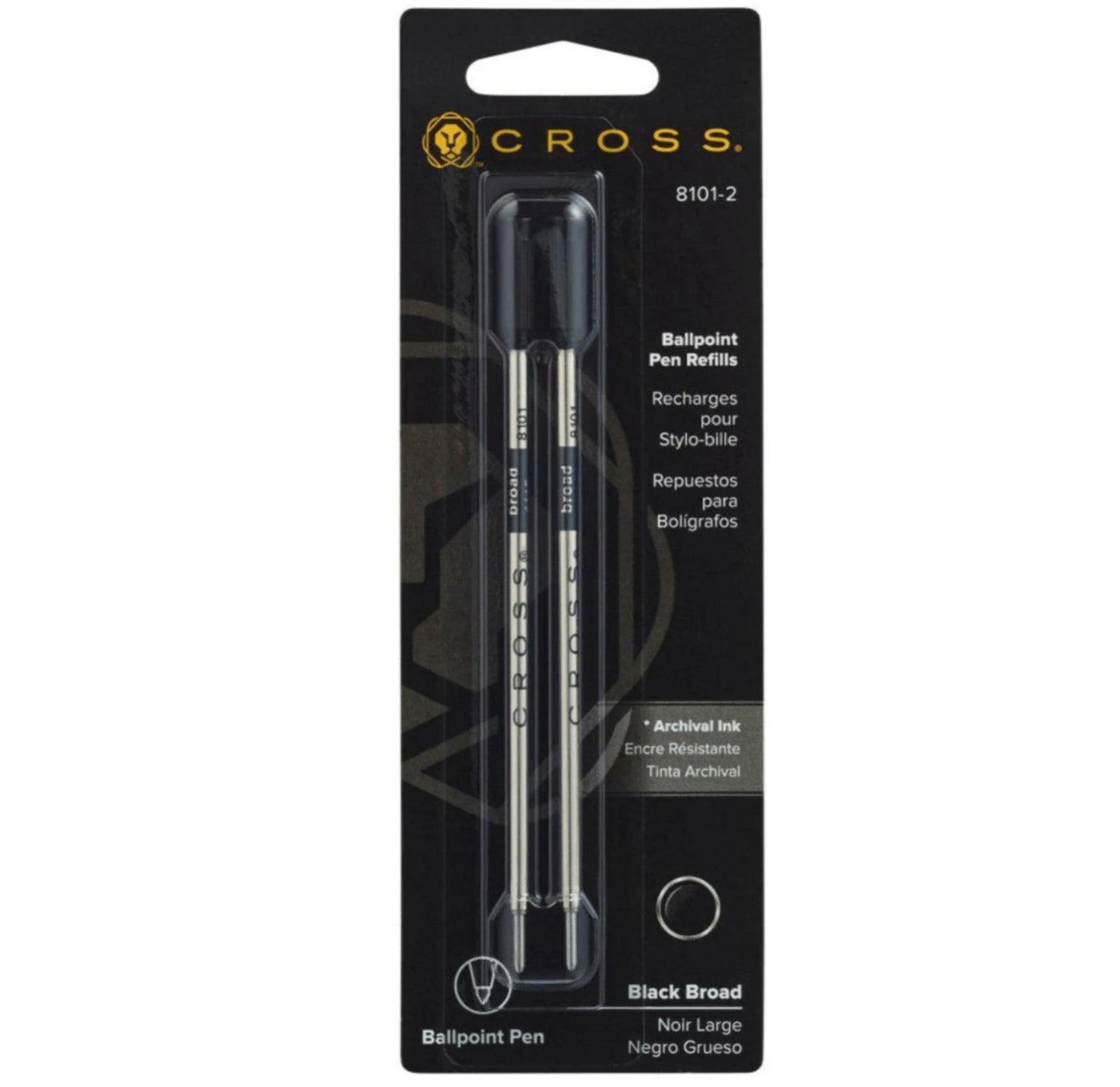 Cross Ballpoint Pen Refill - Black - Broad - Dual Pack 8101-2