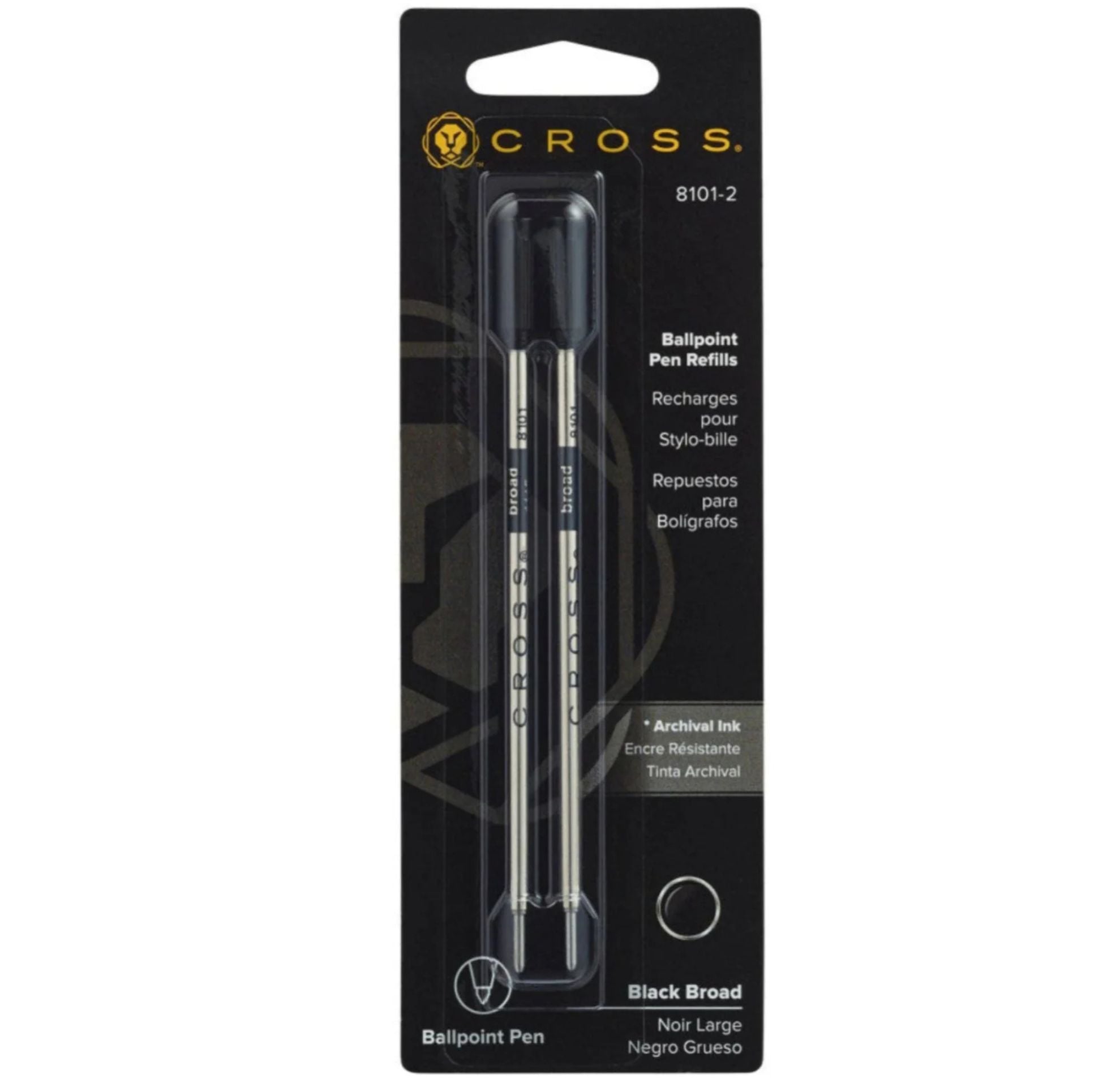 Cross Ballpoint Pen Refill - Black - Broad - Dual Pack 8101-2