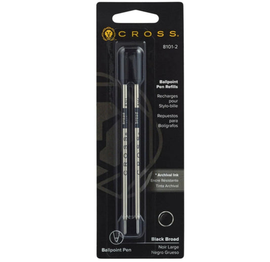 Cross Ballpoint Pen Refill - Black - Broad - Dual Pack 8101-2
