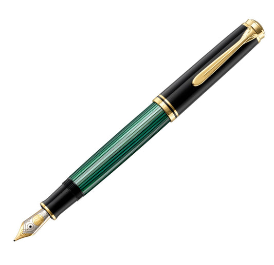 Pelikan M800 Souveraen Black/Green Fountain Pen With Gold, Fine 995704
