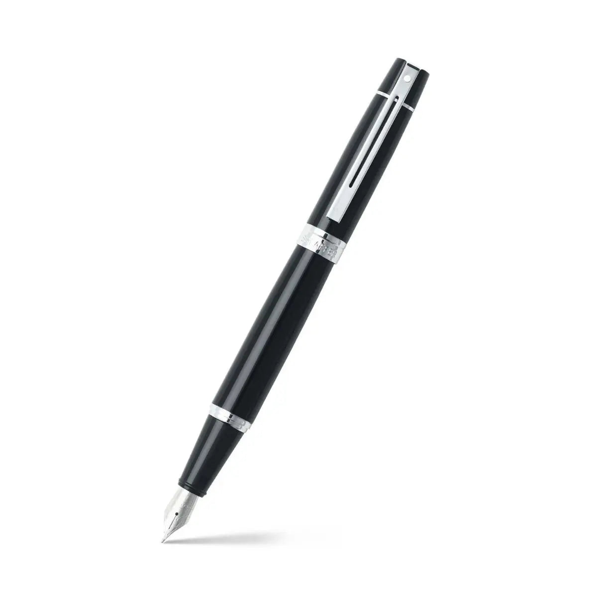 Sheaffer 300 Glossy Black Fine Nib Fountain Pen With Chrome Trims E0931243