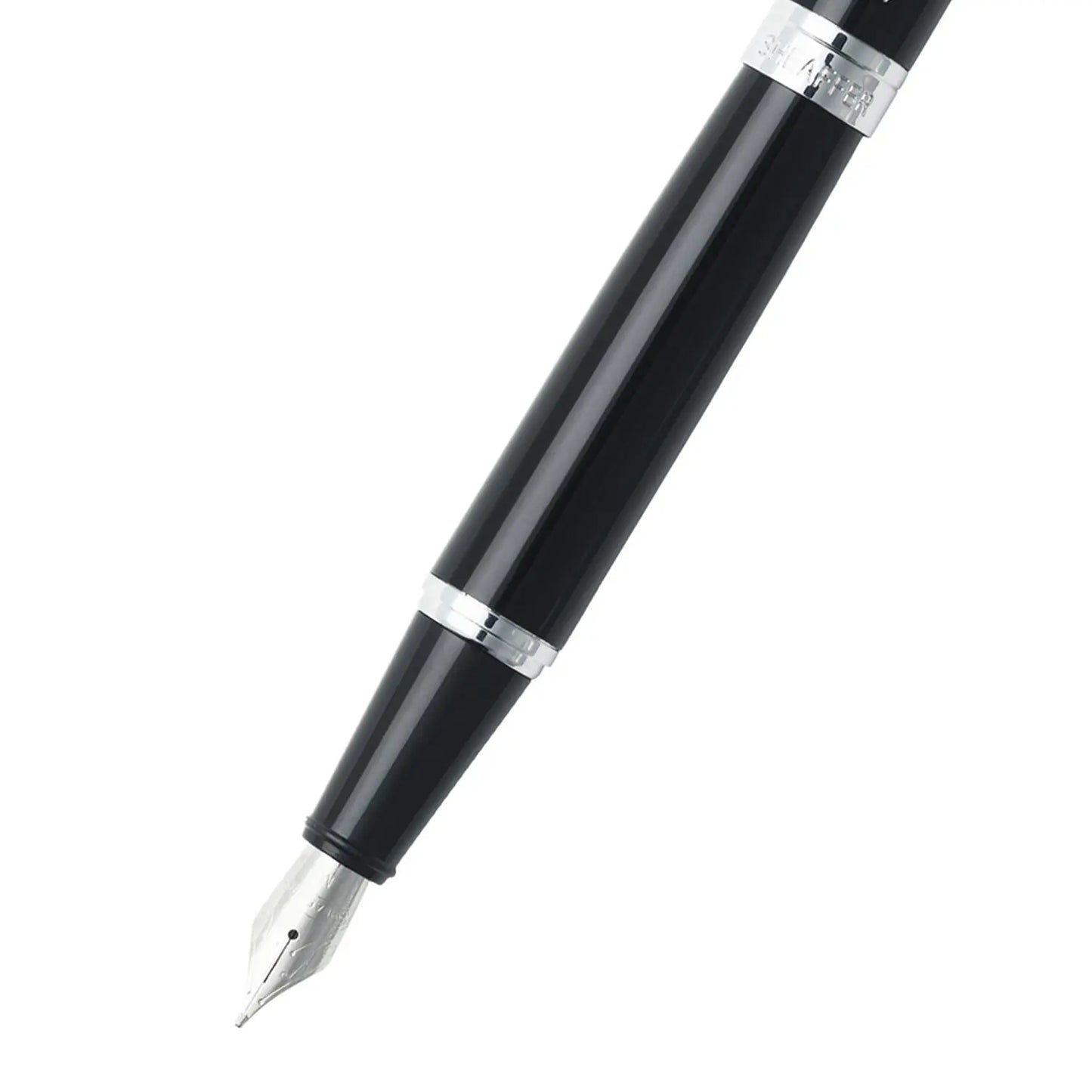 Sheaffer 300 Glossy Black Fine Nib Fountain Pen With Chrome Trims E0931243