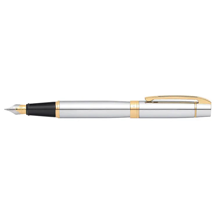 Sheaffer 300 E9342 Bright Chrome with Gold-tone Trims Fine Fountain Pen E0934243