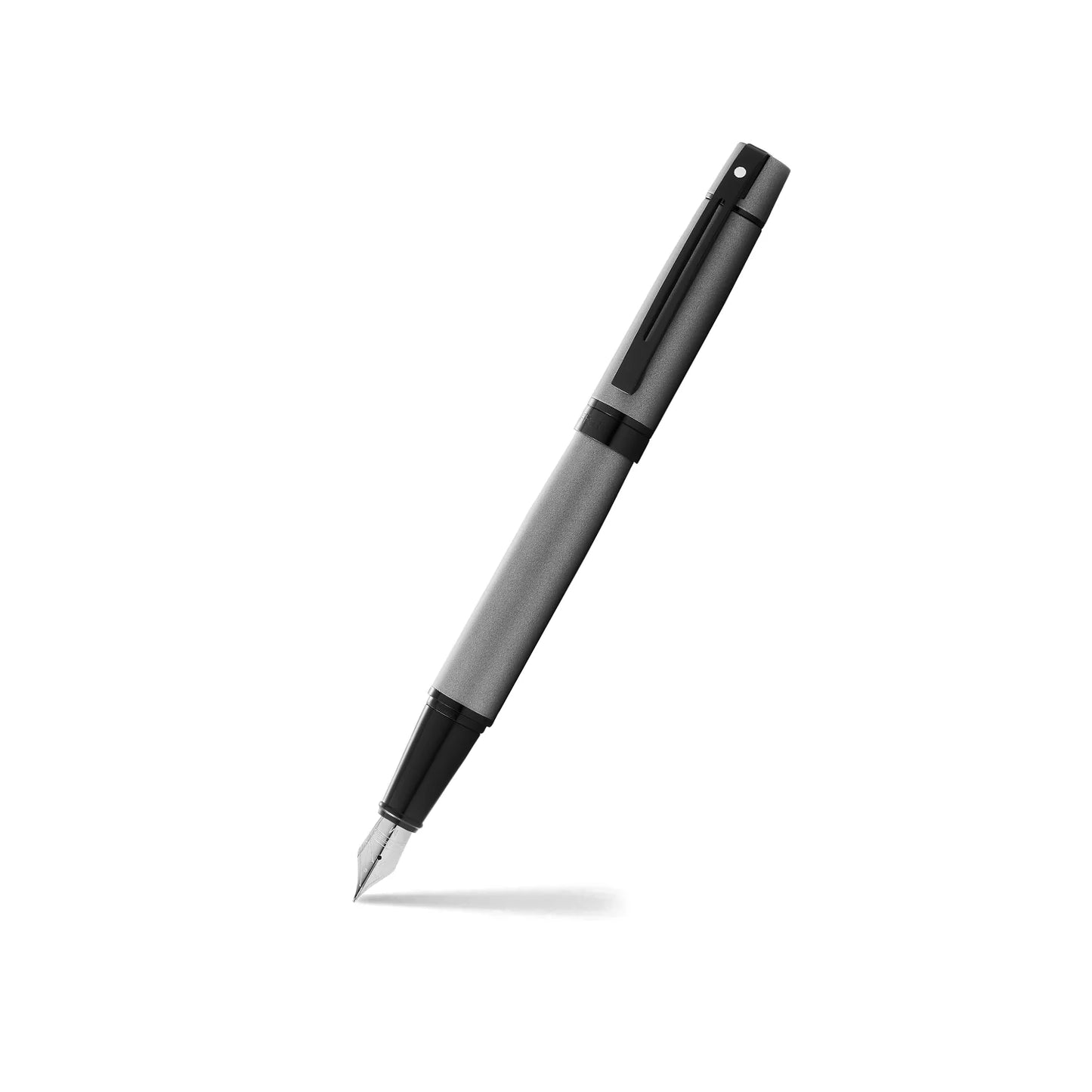 Sheaffer 300 Matte Gray Medium Nib Fountain Pen With Black Trims E0934553