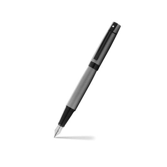 Sheaffer 300 Matte Gray Medium Nib Fountain Pen With Black Trims E0934553