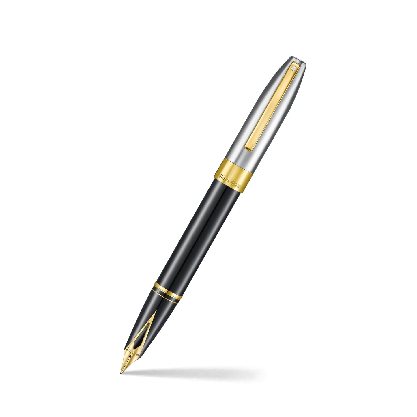 Sheaffer Legacy 9065 Glossy Black and Chrome Bi-color Fountain Pen with 14K PVD Gold-Plated, Stainless Steel Inlaid Nib and Trims - Fine E0906543