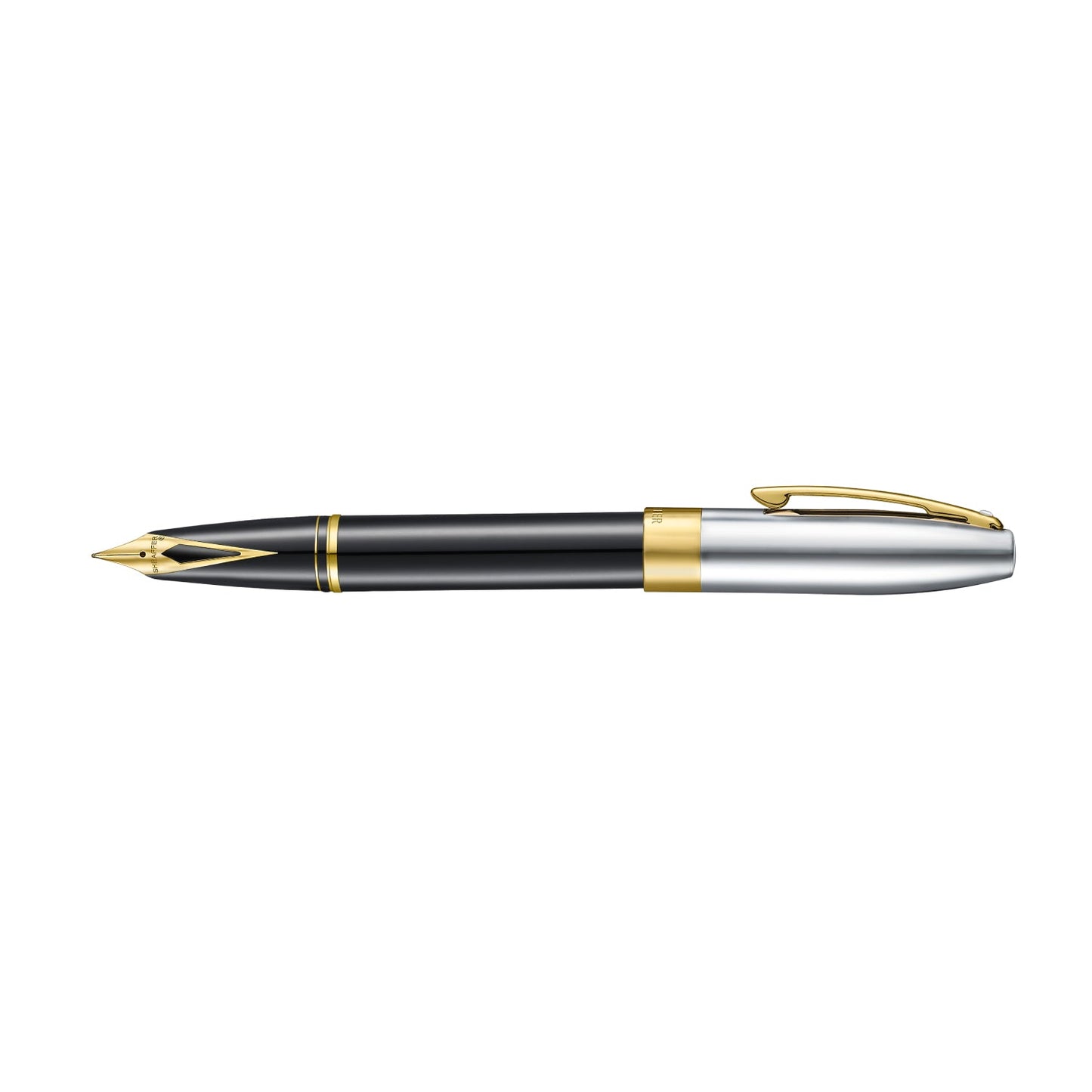 Sheaffer Legacy 9065 Glossy Black and Chrome Bi-color Fountain Pen with 14K PVD Gold-Plated, Stainless Steel Inlaid Nib and Trims - Fine E0906543