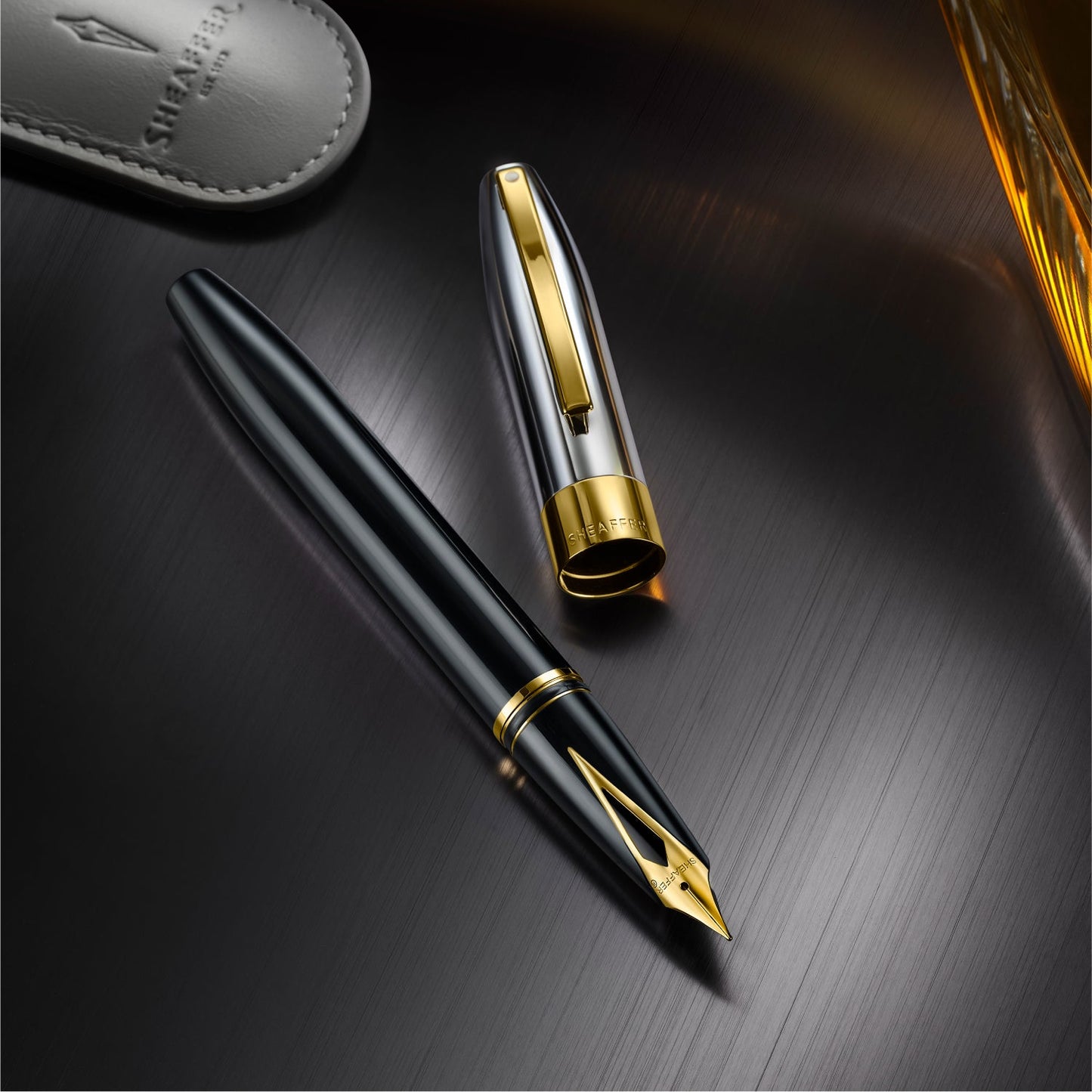 Sheaffer Legacy 9065 Glossy Black and Chrome Bi-color Fountain Pen with 14K PVD Gold-Plated, Stainless Steel Inlaid Nib and Trims - Fine E0906543