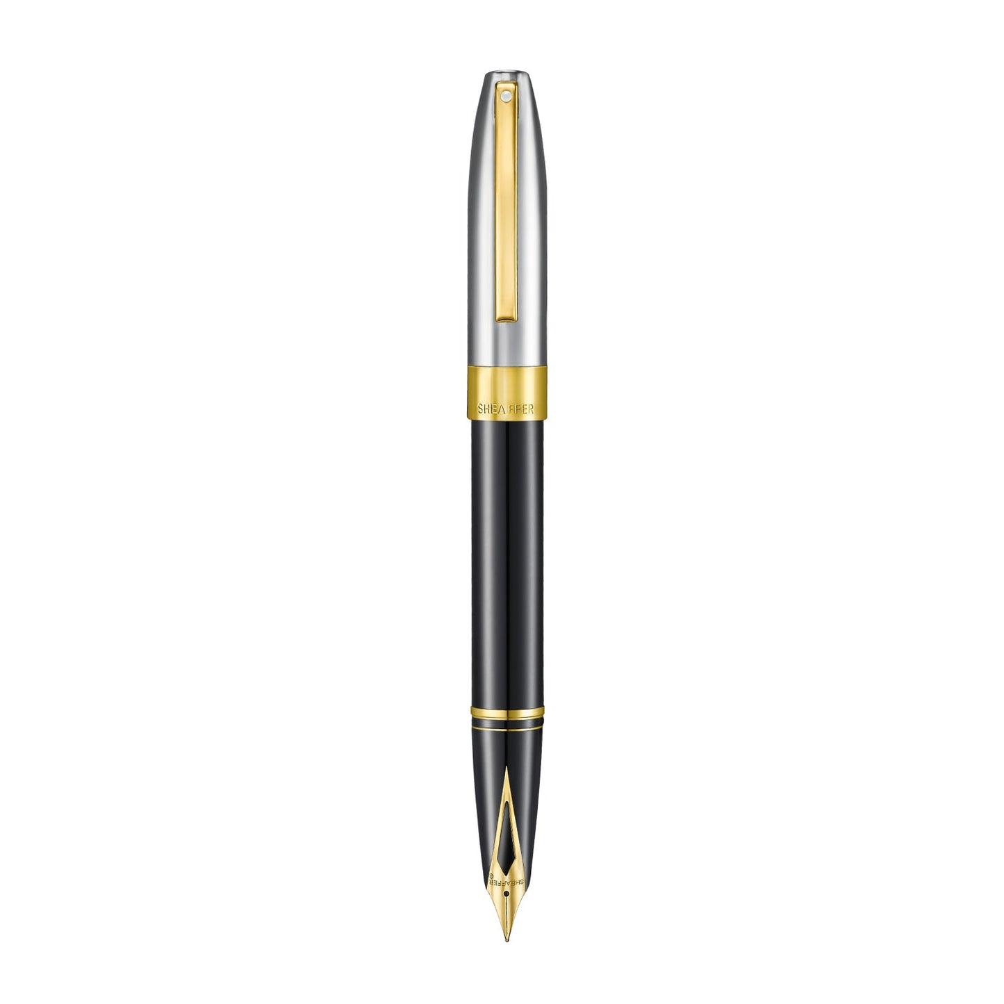 Sheaffer Legacy 9065 Glossy Black and Chrome Bi-color Fountain Pen with 14K PVD Gold-Plated, Stainless Steel Inlaid Nib and Trims - Fine E0906543