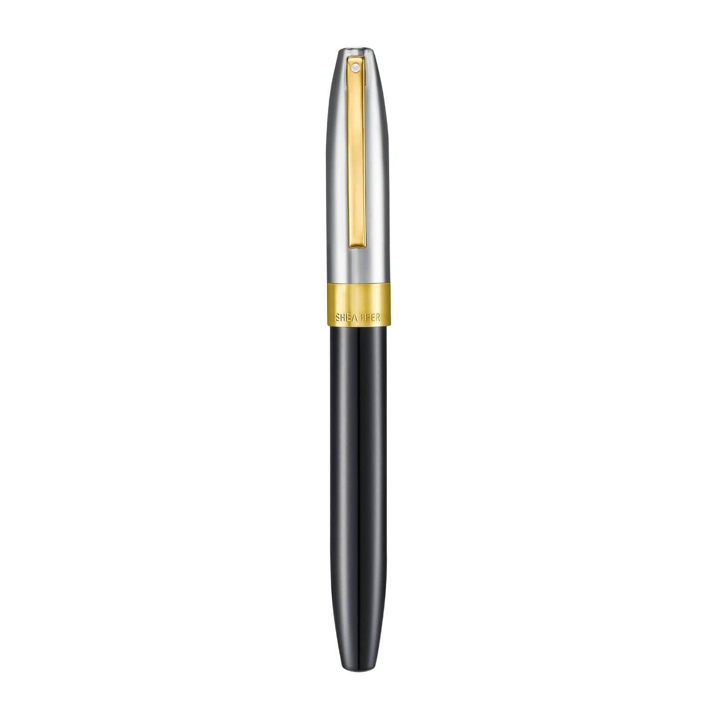 Sheaffer Legacy 9065 Glossy Black and Chrome Bi-color Fountain Pen with 14K PVD Gold-Plated, Stainless Steel Inlaid Nib and Trims - Fine E0906543