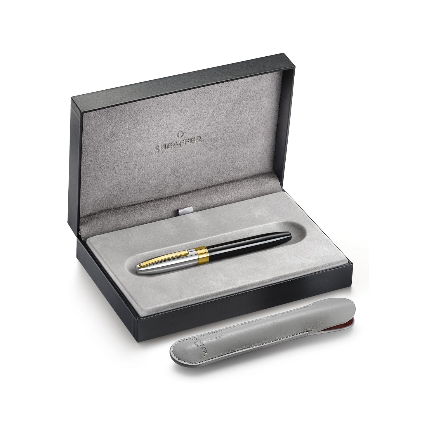 Sheaffer Legacy 9065 Glossy Black and Chrome Bi-color Fountain Pen with 14K PVD Gold-Plated, Stainless Steel Inlaid Nib and Trims - Fine E0906543