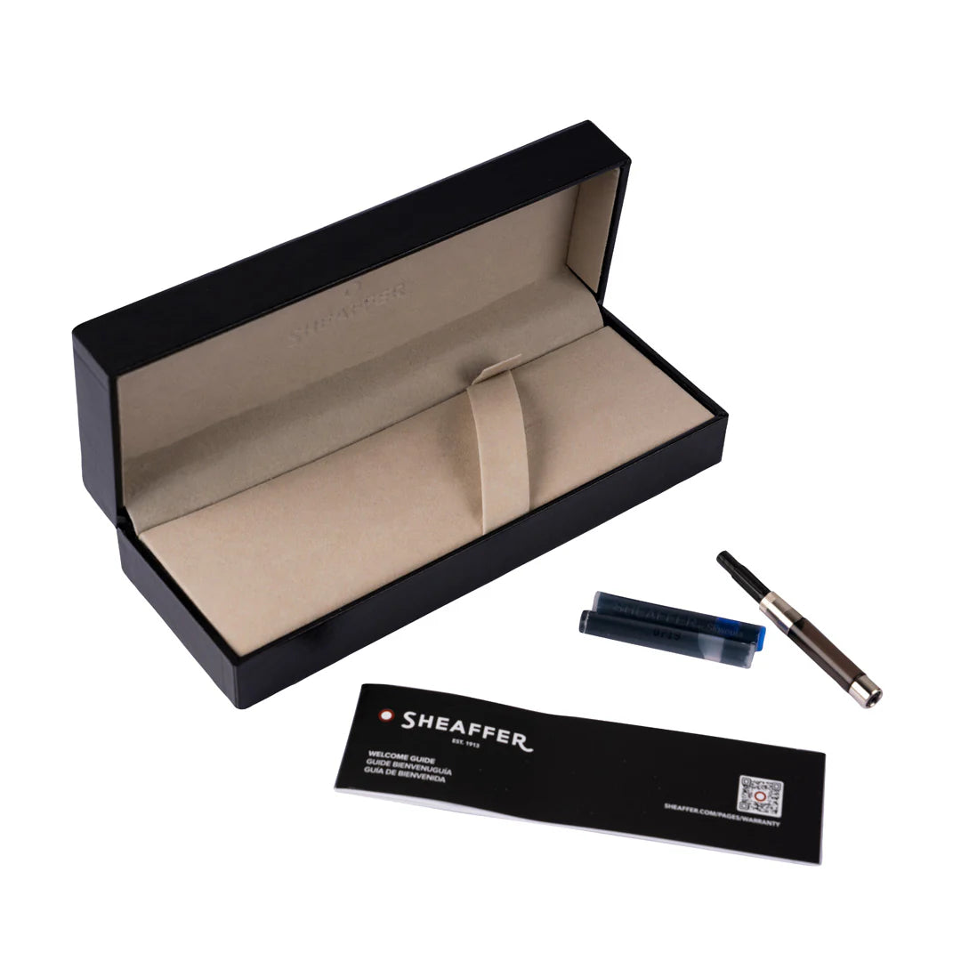 Sheaffer 300 Matte Gray Medium Nib Fountain Pen With Black Trims E0934553