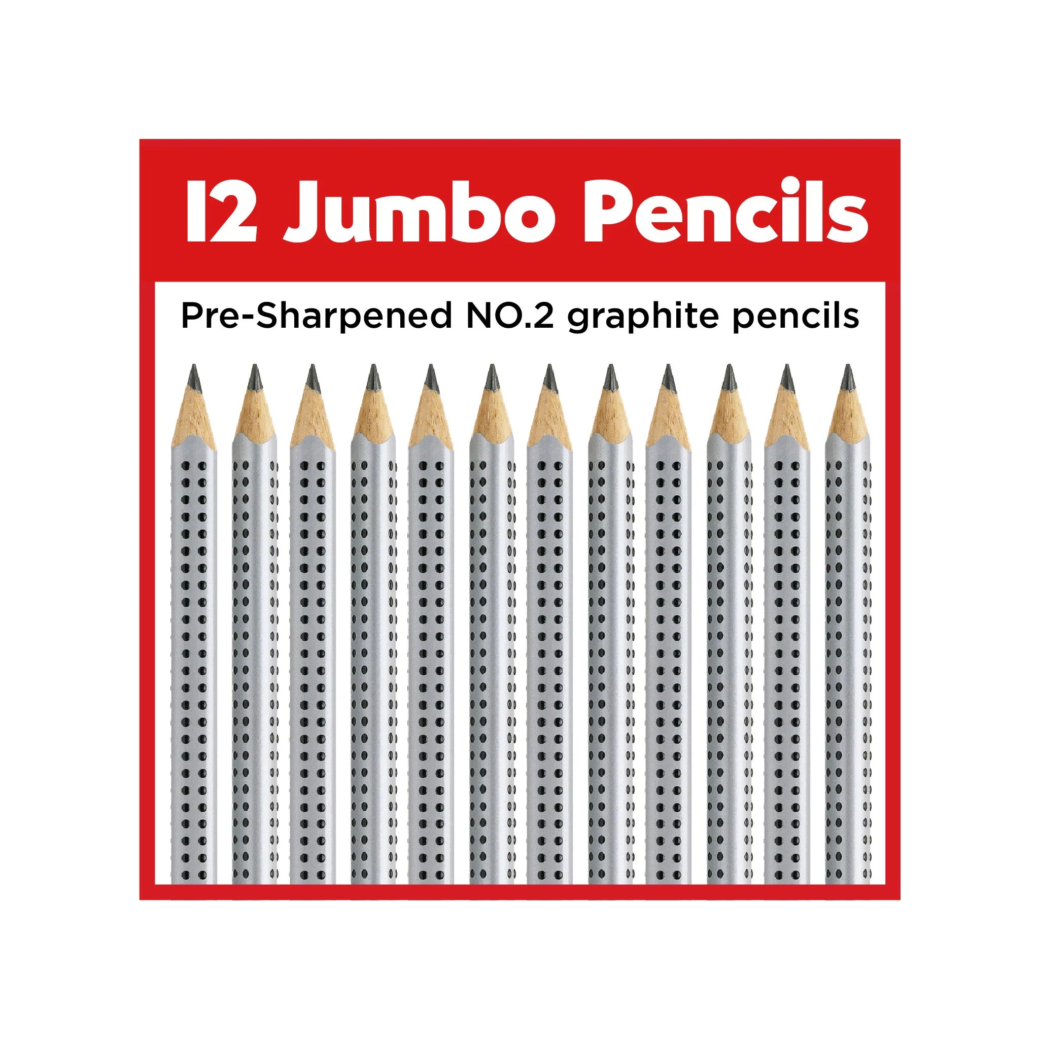 Faber-Castell Jumbo Grip graphite pencils 12 pieces, B, silver 111965