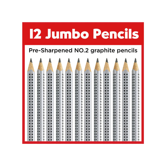 Faber-Castell Jumbo Grip graphite pencils 12 pieces, B, silver 111965