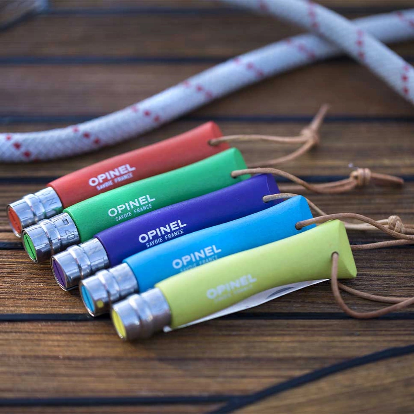 Opinel No.07 Bushwhacker Cyan Stainless Steel Pocket Knife with Lanyard 002206