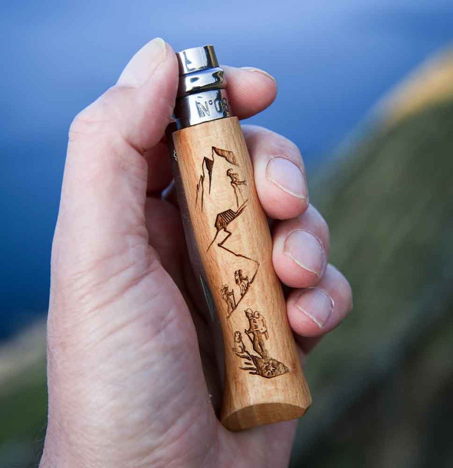 Opinel N°08 Engraved Hiking Pocket Knife - Alpine Adventures 002186