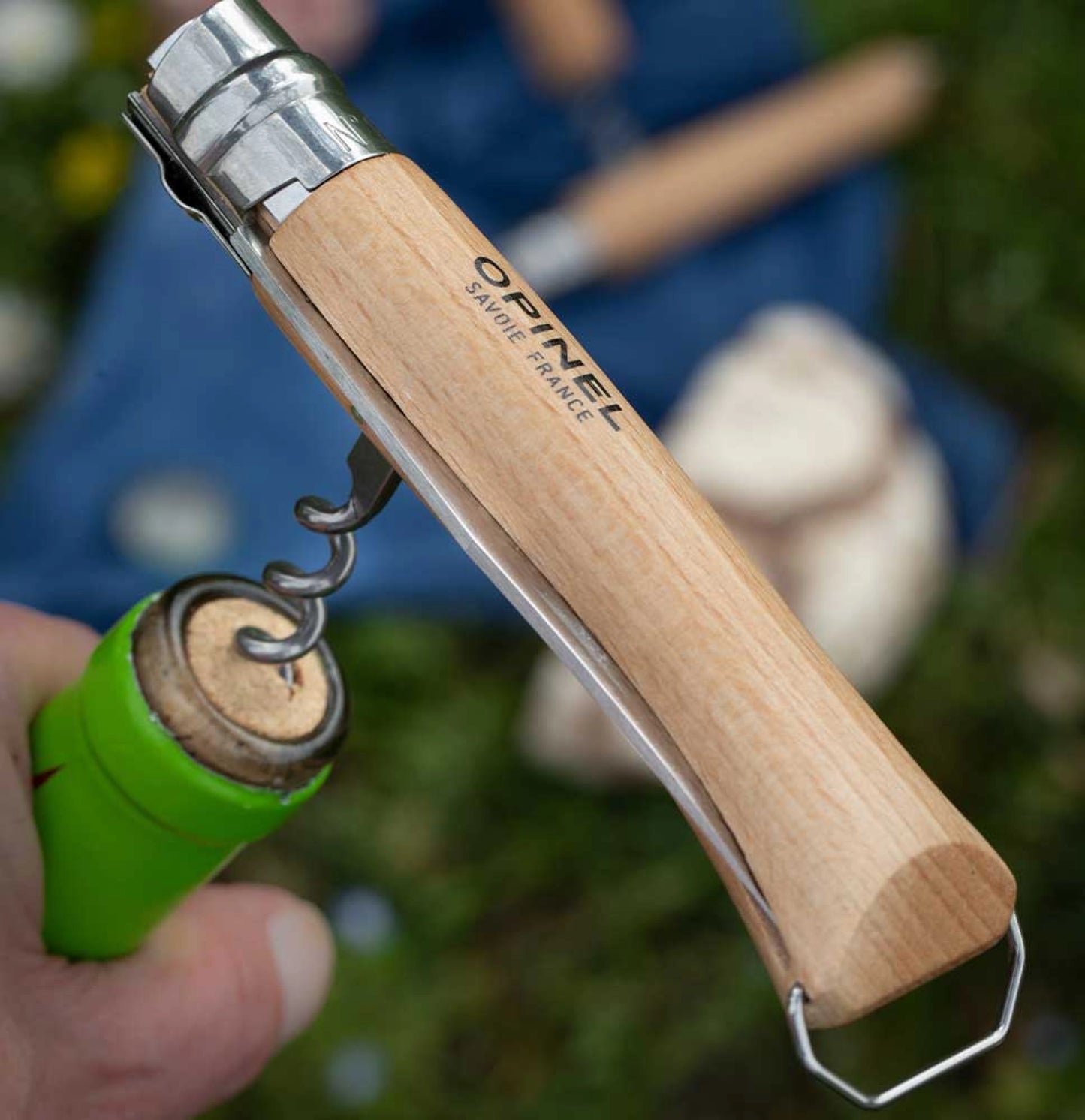 Opinel No.10 Corkscrew Stainless Steel Folding Knife with Bottle Opener 002578